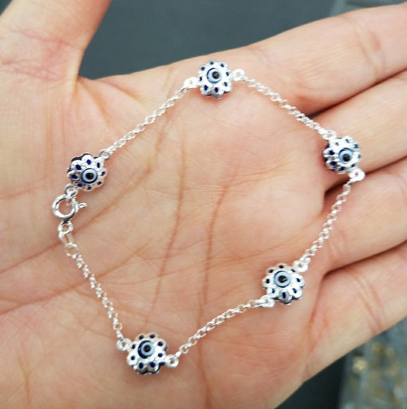 Jewelry - Evil Eye Silver & Blue Bracelet 7.5 inches Jewelry - Evil Eye Silver & Blue Bracelet 7.5 inches
